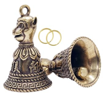 OYOYTLGX Bronze Affe Sternzeichen Glocken 2 Stück, Messing, Antike Glücksbringer hängende Fengshui-Glocke, Geschnitzte Dekor für Auto, Diwali