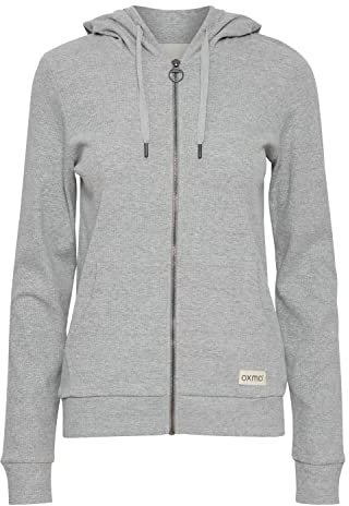 OXMO OXLova Damen Sweatjacke Kapuzenjacke Hoodie mit Kapuze, Größe:L, Farbe:Light Grey Melange (200686)