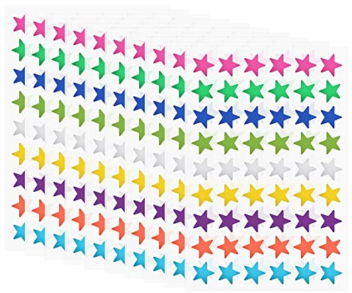Hybsk 13 mm große, folienfarbene Stern-Metallic-Aufkleber, Belohnungstafeln, Sternsiegel, Dekorier-Etiketten, 540 Stück (bunt)