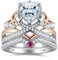JewelryPalace Claddagh Celtic Knot Herz 2ct Zirkonia Promise Ring Damen, Infinity Verlobungsring Silber 925 Rosegold Frauen, Unendlichkeit Hochzeitsring Trauring Ehering Rubin Vorsteckring Band Set 49