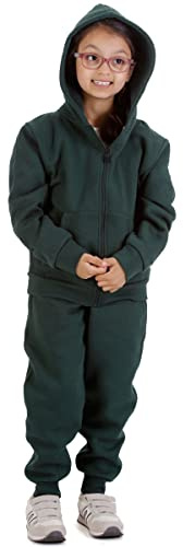 Trendy Toggs Kids Fleece Zip Up Bottle Green Tracksuit 7-8