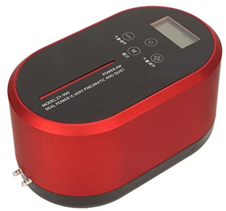 Aquarium Air Pump, Dual Outlet Adjustable Powerful Fish Tank Air Pump, Rechargeable Battery Powered Ultra Quiet Oxygen Pump with Accessories Kit & Touch Control for Fish Tank, Turtle Tank(Red)