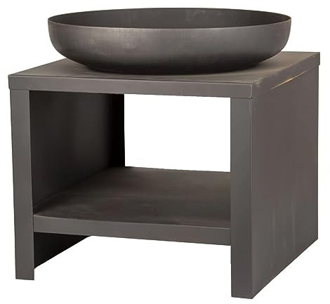 Braciere 60 cm + scomparto in legno nero