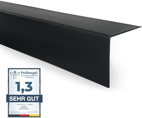 Quest PVC Kantenschutzwinkel - Ohne Klebeband - Kantenleiste und Eckenschutz - Eckleiste Winkelprofil - 30x30mm, 200cm, Schwarz