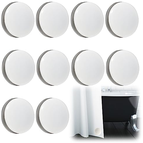Pesi Magnetici per Tende, 10 Pezzi Peso per Tende Rotonda, Peso per Tenda da Doccia Tovaglia Peso Magnete Forte Bianco per Tenda Tovaglia per Tenda da Doccia