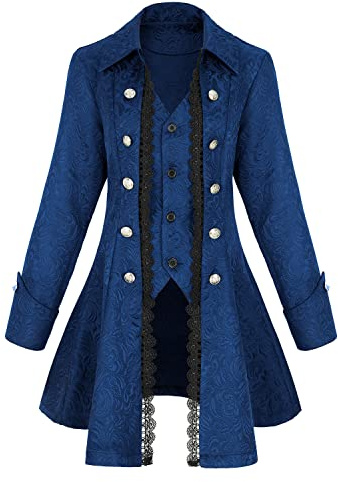 Bvfjqup Damen Steampunk Dünne Jacke Gothic Viktorianische Mitte Jahrhundert Vintage Spitzenbesatz Jacke