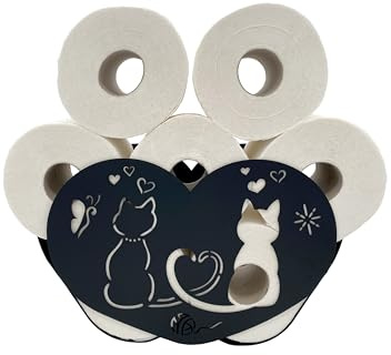 Prime Angebot! GP Get Productive Toilettenpapierhalter Katze, freistehend und modernes Design aus stabilem Metall in Premium Pulverbeschichtung schwarz (Schwarz)