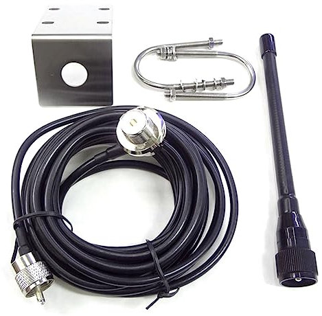 Voragrl Pièces de Rechange Accessoires Antenne Marine VHF 156-163Mhz Antenne de Mât Étanche en Caoutchouc avec Câble 5M RG-58 pour Bateau Voilier Yacht