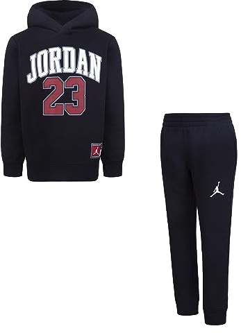NIKE Jordan Trainingsanzug für Kinder, Jersey, Schwarz, Code 85C651-023, Schwarz/Rot/Weiß, 5-6 Jahre