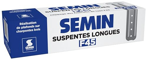 SEMIN Suspentes Longues F45 170 mm – Boîte de 100 – Acier Galvanisé Haute Résistance – Fixation Plafond Suspendu & Faux Plafond – Compatible Fourrures F45/F47 – Pose Rapide