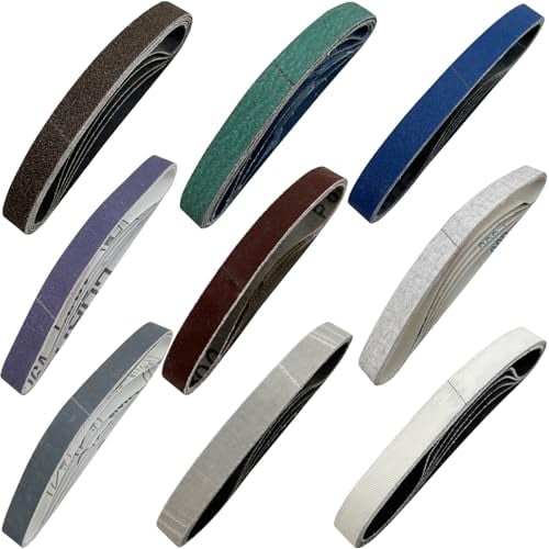 45 Stück 1/2 Zoll x 30,5 cm Ersatz-Schärfgürtel-Set für offizielle Arbeit scharfe Messer- und Werkzeugschärfer (WSKTS & WSKTS-KT/Mk.1 & Mk.2) – 80/120/240/400/600/8001000/2500/50000 Körnungen
