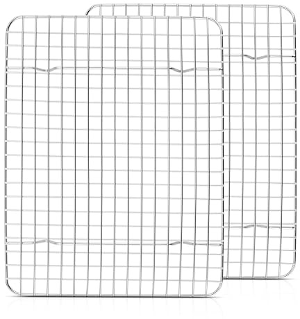 Homikit 2 Stück Edelstahl Abkühlgitter,29,7x22,7x1,8cm, Backen Kuchengitter | Rechteckig Auskühlgitter Backgitter für Backen Kühlen, Robuster Abkühlgitter, Gesund Spülmaschinenfest