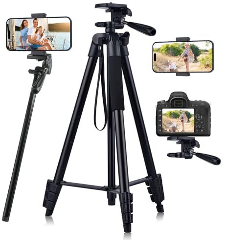 Camera Phone Tripod, Everesta 63 Lightweight Tripod for iPhone Smartphone Aluminum Travel Tripod with Travel Bag for Video Photography YouTube Vlogging