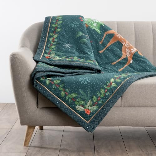 Maison d' Hermine Hygge Weihnachtsdecke aus Baumwolle, Bohemian-Bettwäsche, leicht und atmungsaktiv, für Couch, Sofa, Bett, Reisen (127 x 152,4 cm)