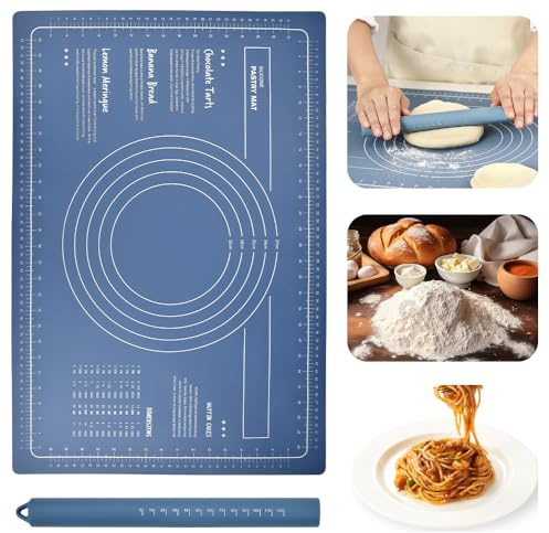MININUSI Teigroller Nudelholz Silikon Edelstahl Backmatten | Nudelhölzer Kuchen Teigmatte, Backunterlage Silikonmatte Teigunterlage Ausrollmatte Teigausrollmatte Backmatte