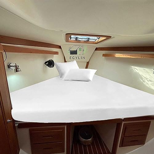 EGYLIN Universal AFT Liegeplatz, 100 % ägyptische Baumwolle, 3-teilig, für Matratzen mit einer Tiefe von bis zu 20,3 cm, Fadenzahl 800, Boot-Bettlaken-Set, Weiß