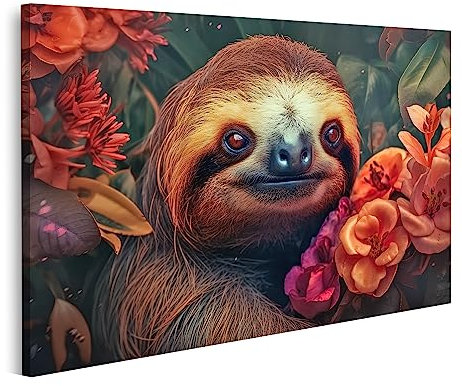 islandburner Prime Bild auf Leinwand Faultier Bunte Tropische Blumen Wilde Tiere KI Faultier Bunte Tropisc Bilder Wandbilder Poster