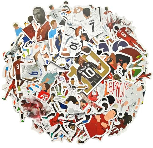 AXEN 100PCS Football Stickers Pack, Football Fans Vinyl Stickers Football Stars Decal for Laptop, Phone, Water Bottles, Computer, Flask and More