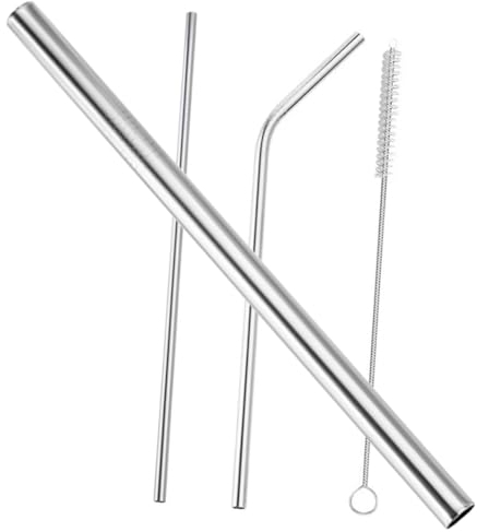 LABRIMP 1 Juego De Acero Inoxidable Agitando La Cepillo Pajitas Reutilizables Para Beber Pajitas Gigantes Sacude Pajitas Vaso Tubería