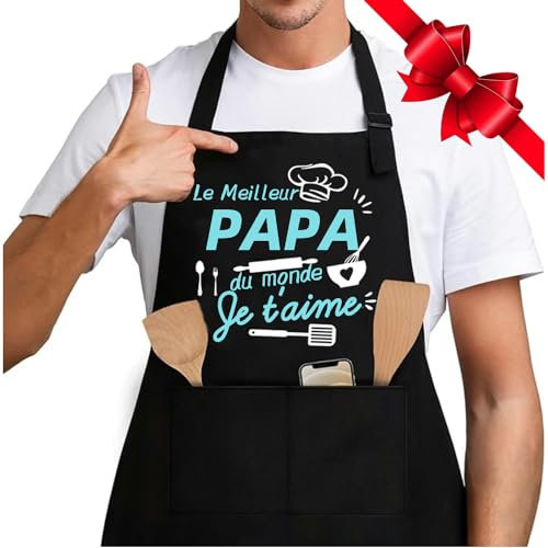 Jbniuay - Regalo de Papá para fiesta de peres, delantal para papá, delantales de cocina, ajustable con 3 bolsillos, delantal de barbacoa impermeable para papá, regalo para fiesta de los peres