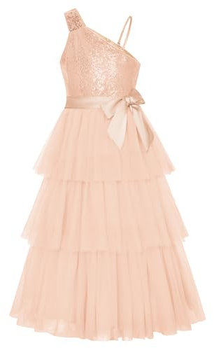 GRACE KARIN Robe à Paillettes Princesse Sans Manches Pour Filles - Élégante Tutu de Soirée Pour Mariage, Anniversaire - Or Rose 6-7 Ans