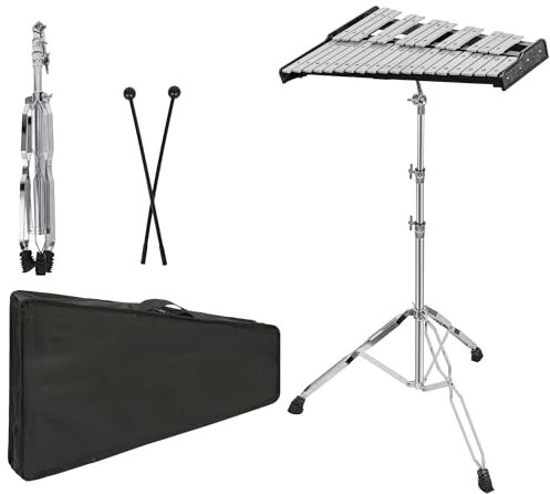 OUUTMEE xylophon 32 Noten Xylophon Glockenspiel Percussion Kit mit Höhenverstellbarem Ständer, Drumsticks