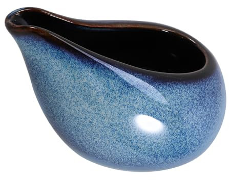 Amosfun Ceramic Sauce Jug 100ml - Small Gravy Boat for Salad Dressing, Steak Sauce, and Dips - Waterdrop Design for Home and Restaurant
