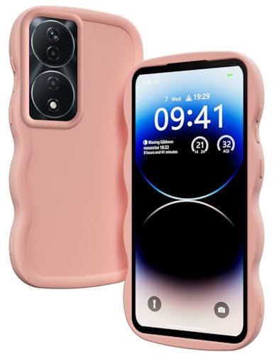 XINYEXIN Coque pour Honor 90 Smart/Honor X7b, Étui Housse Vague Cadre Forme Bouclée Mignon Liquide Silicone Antichoc - Rose