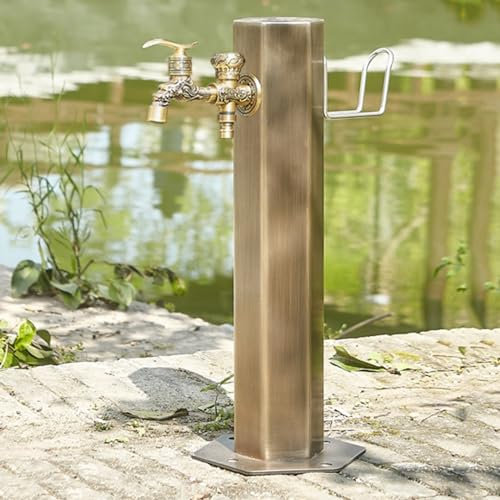 Colonne d'eau de jardin autoportante avec robinet entièrement en cuivre, support de tuyau d'arrosage vertical extérieur, distributeur d'eau pour robinet antigel extérieur, fontaine à eau pour l'irri