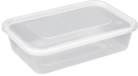 1ABOVE Secure Pack 50 x Microwave Clear Plastic Food Takeaway Heavy Duty Containers with Lids, Freezer & Dish Washer Safe - 500ml
