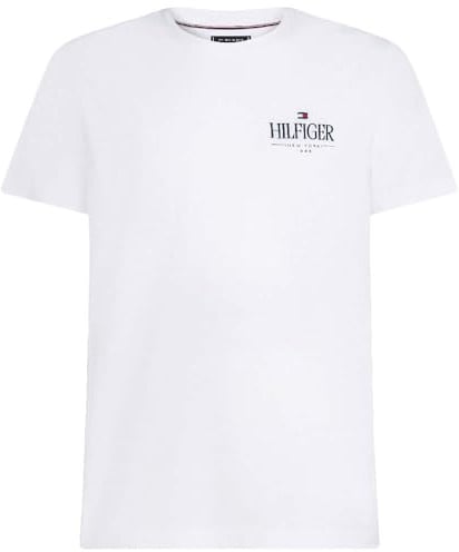 Tommy Hilfiger Herren T-Shirt Kurzarm Stack Tee Regular Fit, Weiß (White), XS