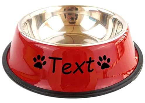 Keruidian Personalisierter Namensnapf Für Hunde Und Katzen, Edelstahlnapf Für Haustiere, Bunt, Wasserfutter, Rutschfestes Essbecken, Runder, Personalisierter Napf In Verschiedenen Größen (Rot)