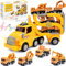 iKidiki Kinderspielzeug ab 2 3 4 5 Jahre, LKW Spielzeug ab 2-6 Jahre Junge Geschenkideen Autotransporter Auto Spielzeug Geschenk Junge 2-6 Jahre Baustellenfahrzeuge Kinder Spielsachen Ostergeschenke