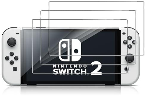 Funrae Verre Trempé pour Nintendo Switch 2 [2 pièces], Protection écran [9H Dureté] Film Vitre en Trempé, Sans Bulle, Anti Rayures, HD Transparente