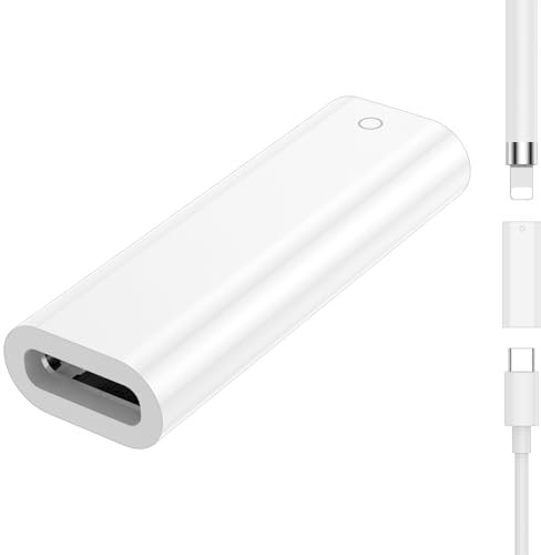 Adattatore USB-C per Apple Pencil 1 Generazione, Supporta l'accoppiamento Bluetooth per ipad 10 e iPad A16 2025, Adattatore per Cavo di Ricarica USB C per iPad Pencil Connettore Penna Apple, Bianco