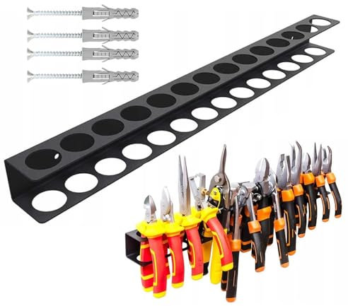 Schraubendreherhalter aus Stahl, Wandhalterung, 14 Schlitze, Schraubendreher und Zange, Werkzeughalter, Wandaufbewahrung, Werkzeug-Set im , für Garage, Werkstatt, Arbeitsplatz und Reparatur