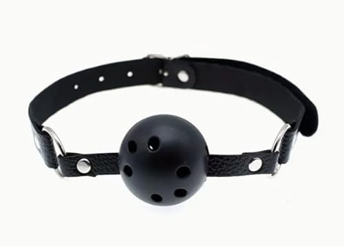 Black Ball Gag Adult – Breathable Soft Silicone Bondage Gag for BDSM | BDSM Set Adult Toy - Soft Rubber Ball Gag - Ideal Bondage Gear/BDSM Equipment - Perfect for Role Play & Fetish