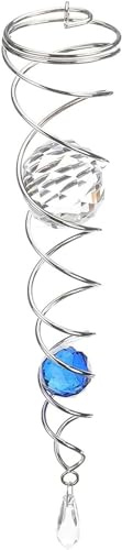 Gifts for Women Wind Chimes,12inch Wind Chime Windmill Crystal Metal Wire Crystal Ball Wind Spinner Bell Spiral Tail For Home Garden Decoration With Hook