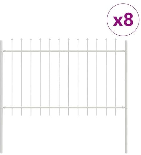 vidaXL Rechteckige Zaunpaneele aus pulverbeschichtetem Stahl Set aus 8 für sicheres Fencing im Garten, Patio, Außenbarrieren, modernes Design, robust, Metallgrenze für Haus und Grundstück