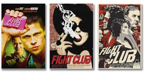 Duboueu A Set Of 3 Fight Poster Club Classic Movie Flim Cover Poster Für Zimmer, Ästhetische Leinwand-Wandkunst, Schlafzimmer-Dekor Poster 08x12inch(20x30cm)-3pcs