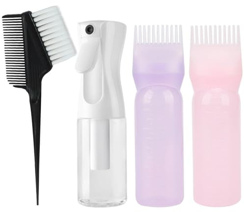 2 Pieces Hair Dye Bottles, 1 Piece Spray Bottle And 1 Piece Hair Dye Comb, Hair Shampoo, Small Lotion Watering Can, Plastic Hair Comb, Hair Salon Tools.