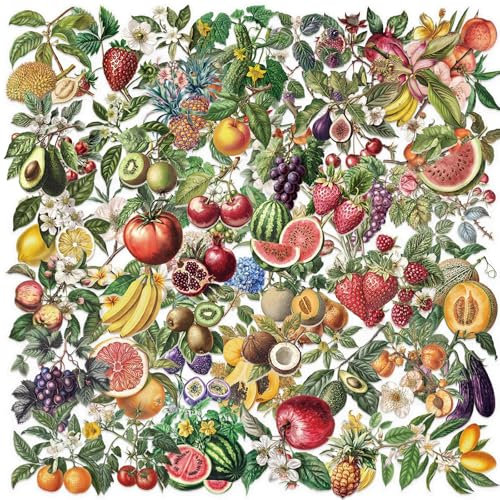 BSITSSS 100 Stück Obst Aufkleber, Tomaten Erdbeeren Gurken Scrapbook Stickers Aesthetic, Tropische Früchte Vintage Sticker für Scrapbook Wasserflaschen Laptops Party Gefallen Reisekoffer Journal