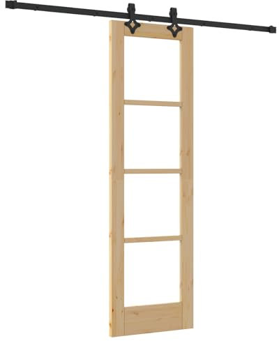 vidaXL Ensemble de Porte Coulissante 'Orkdal'en Bois Naturel et Verre avec Matériel Complet pour Usage Intérieur 61x198.5 cm Design Moderne Couloirs Salons Panneau de Partition Intérieur