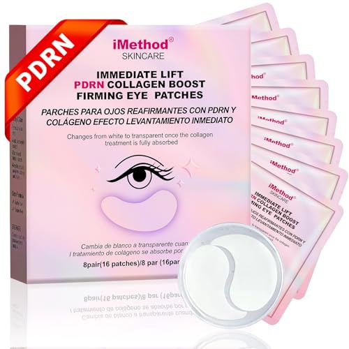 iMethod PDRN Collagen Boost Eye Patches - Under Eye Maske, Instant Lift Eye Maske für die Reduzierung feiner Linien, Festigung unter Augen Patches für dunkle Kreise, geschwälte Augen, 8 Paare