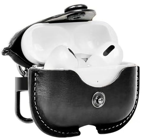 KANOYO Leder schutzhülle für AirPods Pro 3(2025) Hülle,Kompatibel AirPods Pro 3 Cover,PU Leder Schutzhülle mit Schlüsselanhänger,Stoßfeste Schutzhülle,Kratzfest - Schwarz