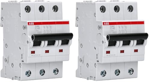 ABB S200 MCB Leitungsschutzschalter Typ C 3-polig 40A 400V Abschaltvermögen 6 kA System Pro M Compact (Packung mit 2)