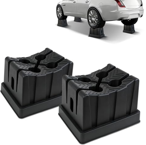 ROBLOCK 11 Adjustable Car Lift Wheel Cradle for Vehicle Maintenance, Storage, Display, All-Around Wheel Cradles with Anti-Slip Texture for Garage, Car Show, Solid Support, Stackable Storage, 2 Pack