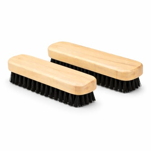 Cepillo para Zapatos de Madera Natural Pack 2 Unidades, Cepillo Limpiador para Calzado y Botas, Cerdas Firmes para Quitar Polvo y Suciedad, Cepillo Limpieza Zapatos Cuero y Ante.