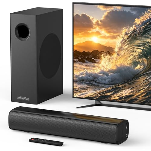 WebsLand 70W Soundbar mit Subwoofer für TV, Kompakte 14 Zoll 2.1 K Soundbar mit Deep Bass, Bluetooth 5.3, Optisch/AUX, Heimkino-Lautsprechersystem für Smart TV, PC & Gaming