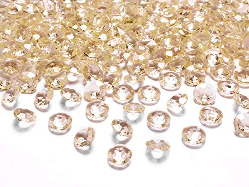 Partyloon - 1000 gold Acryl Diamanten- leuchtende Deko-Steine ca. 12 mm - Tischdekoration, Hochzeit, Verlobung, Geburtstag, Valentinstag - Tisch-Deco von Partyloon